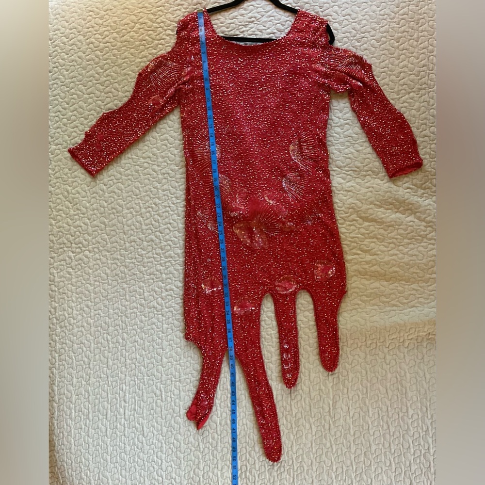 Metamorphosis 100% Silk Fully Beaded Art Deco Asymmetrical Hem Dress VTG 80’s - Picture 9 of 9